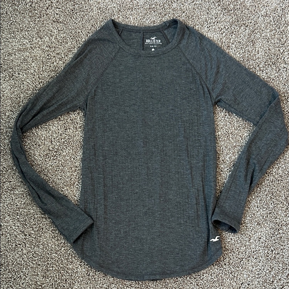 Hollister Charcoal Long Sleeve Tee